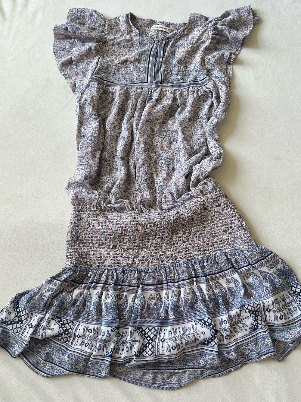Ulla Johnson Blue and White Printed Mini Dress